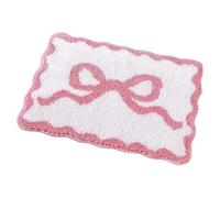 Genérico Bow Rug - 16 x 24 Inch Faux Cashmere Non Slip Bath Mat | Cute Girls Style Bathroom Rug for Bathtub Shower Bedroom, Soft Plush Bow Design with Non Slip Backing for Home Decor
