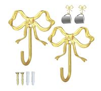 Genérico Bow Wall Hooks For Hanging Home, Decorative Coat Hanger For Keys, 2 Pieces Coat Hook Wall Mounted, Hat Towel Living Room Bedroom Nursery Closet Office Entrance Kitchen Apartment Dormitory