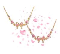 Genérico Bow Zircon Bracelet - Friendship is Like a Bow, Adjustable Ribbon Bow Beaded Chain Bracelet, Women Trendy Bracelet Gift for Her, Friendship Bracelets with White Pink Zircon (2pcs-b)