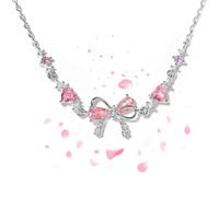 Genérico Bow Zircon Bracelet - Friendship is Like a Bow, Adjustable Ribbon Bow Beaded Chain Bracelet, Women Trendy Bracelet Gift for Her, Friendship Bracelets with White Pink Zircon (Silver)