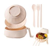 Genérico Bowl Set - PP Large Capacity 15.5cm | Instant Noodles Bowl With Lid, Chopsticks, Spoon, Fork | Rapid Noodle Bowls Set For Soup Noodles Asian Food Home Kitchen Use