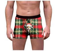 Genérico Boxer Hombre Navidad, Calzoncillos Hombre Boxer Largos Calzoncillos Masculinos con Estampado Navideño A Cuadros Y Cintura Media Divertidos Y Ajustados