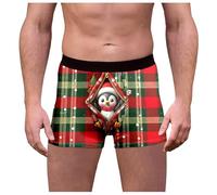 Genérico Boxer Hombre Navidad, Ropa Interior Hombre Calzoncillos con Estampado Navideño A Cuadros Y Cintura Media Divertidos Y Ajustados
