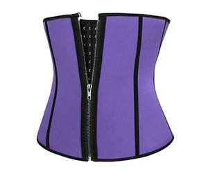 Genérico Braga Faja Reductora Mujer Faja Reductora Interior con Cremallera Cintura Cuerpo Ajuste Abdomen Corsé Mujeres Corsé Shapeware Haramaki Musleras Anti Rozaduras Corset Negro Purple M