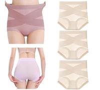 Genérico Bragas Mujer Cintura Alta Algodón,Cómodo Faja Braguitas de Faja Reductora,Leakproof Panties,Transpirables y Suaves (FR/ES, Letras, XL, Regular, Regular, Skin Tone)