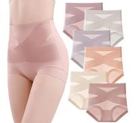 Genérico Bragas Mujer Cintura Alta Algodón,Cómodo Faja Braguitas de Faja Reductora,Leakproof Panties,Transpirables y Suaves (FR/ES, Letras, XL, Regular, Regular, Mix)