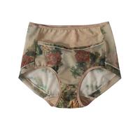 Genérico Bragas para mujer sexy chic de malla estampada cómoda, transpirable, vientre plano sin costuras, bragas para mujer íntima diaria, beige, XXL