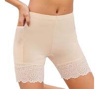 Genérico - Bragas para mujer, sexy, con encaje, bolsillo antirodante, seguridad, para todas las estaciones, bragas para mujer, intima diaria, beige, XXL