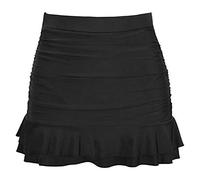 Genérico Bragas Traje de baño Mujer Falda Pantalones Cortos Plisados Alta Cintura para Piscina Playa Confort Y Libertad De Movimiento, Le Noir, S