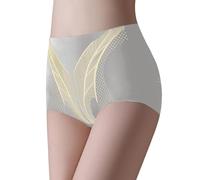 Genérico Bragas Vainantes para mujer de cintura alta seda antibacteriana efecto nalga desnuda sin costuras, gris, XL