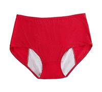 Generico Braguitas de mujer de algodón, color liso suave slip de baño mujer curvy, elegante bragas menstruales mujer lavables talla grande bragas elásticas, rojo, 3XL