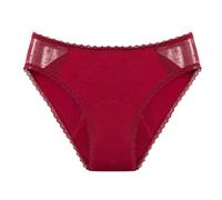 Generico Braguitas menstruales mujer flujo abundante, transpirable elegante bragas mujer curvy, elástico bikini mujer menstrual básico slip color liso suave disfraces menstruales, rojo, 4XL