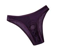 Genérico Braguitas Transparentes Mujer Sexy Ropa Interior de Gasa Perspectiva Pasión Calzoncillos Agujero T-Back Hombres Íntimos Algodón Mujer (Purple, One Size)