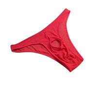 Genérico Braguitas Transparentes Mujer Sexy Ropa Interior de Gasa Perspectiva Pasión Calzoncillos Agujero T-Back Hombres Íntimos Algodón Mujer (Red, One Size)