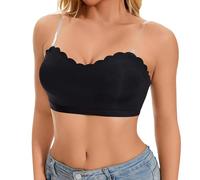 Genérico Bralette Mujer - Sujetador de Mujer con Hebilla Frontal y Borde de Encaje sin aro de Acero Ajuste sin Costuras para Yoga Dormir Talla Grande (Black L)