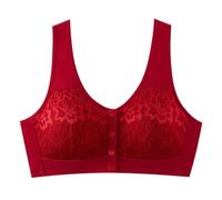Genérico Bras for Older Women Comfortable Front Button Wireless Shaping Bra for Middle-Aged and Elderly Women (Red,36)