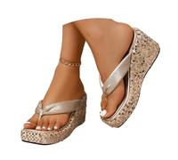 Genérico Brasileras Chanclas Mujer,Sandalias Transparentes con Plataforma Brillante Punta Cuadrada Y Suela Gruesa para Mayor Comodidad En Interiores Y Exteriores