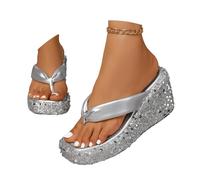 Genérico Brasileras Chanclas Mujer,Sandalias Transparentes con Plataforma Brillante Punta Cuadrada Y Suela Gruesa para Mayor Comodidad En Interiores Y Exteriores