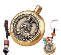 Genérico Brass Key Ring Luck Charm, Lucky Rope Key Chain Colgante | Cadena de llaves de Feng Shui chino vintage de latón,Decoración de bolsas de colgante de coche, Mahasthamaprapta Bodhisattva, Se