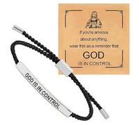Genérico Brazalete Dios Tiene El Control - Joyería Cristiana Trenzada Letras Acero Inoxidable Ajustable Artesanal | Brazalete Motivacional Fe Hombres Mujeres | Regalo Religioso Oración, Ánimo
