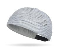 Genérico Breathable Brimless Hat Men's Breathable Brimless Docker Hat - Lightweight Mesh Skull Cap for Summer Outdoor Wear (Light Gray)