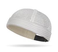 Genérico Breathable Brimless Hat Men's Breathable Brimless Docker Hat - Lightweight Mesh Skull Cap for Summer Outdoor Wear (Beige)