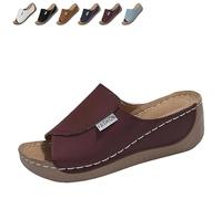 Genérico Breathable Platform Slip On Walking Sandals for Women, Arch Support Open Toe Orthopedic Slippers with Thick Cushioned Sole All Day Walking Casual Sandal (Red,42)