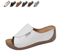 Genérico Breathable Platform Slip On Walking Sandals for Women, Arch Support Open Toe Orthopedic Slippers with Thick Cushioned Sole All Day Walking Casual Sandal (White,36)