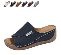 Genérico Breathable Platform Slip On Walking Sandals for Women, Arch Support Open Toe Orthopedic Slippers with Thick Cushioned Sole All Day Walking Casual Sandal (Blue,36)