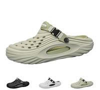 Genérico Breathable Slip-On Sandals for Men, Men's Garden Clogs, Hollow Design, Thick Sole Beach Sandals, Lightweight Comfort (Green,37)