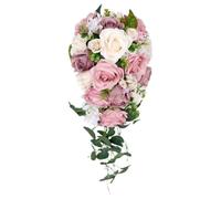 Genérico Bridal Bouquet - 20 Inch Artificial Silk Flowers | Boho Rustic Cascading Wedding Bouquet - Fake Floral Arrangement For Church Wedding Birthday Graduation Party Decor Use