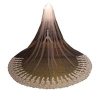Genérico Bridal Veil, Elegant 2 Layers Beaded Wedding Veil with Appliques and Pearls for Bride Accessories