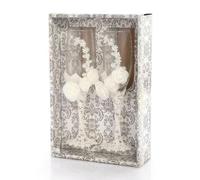 Genérico Bride And Groom Champagne Flutes - White Lace Wedding Glass Set