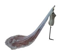 Genérico Bride bright shiny bead embroidered luxury veil cathedral veil with hair comb wedding headwear