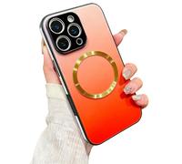 Genérico Bringevery for iPhone 17 Promax Gradient Glass-Gloss Case, with Full Camera Lens Protector, Gradient Glass-Gloss Case for iPhone 17/16/15 Promax (Orange,16promax)