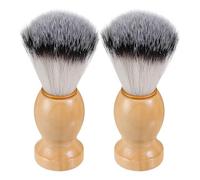 Genérico Brocha de Afeitar 2 Piezas para Hombres Cerdas Sintéticas Plateadas y Mango de Madera para Hacer Espuma, Adecuado para Salón de Barberos y Uso Después del Afeitado