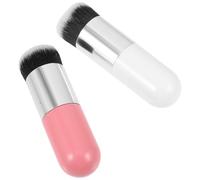 Genérico Brochas de Maquillaje 2 Piezas para Base y Polvos Pelo Sintético Suave y Compacto Difuminadoras para Maquillaje Líquido y Polvo Uso Facial Diario