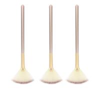Genérico Brochas de Maquillaje Facial 3 Piezas Set Brocha de Contorno Pequeña, Fibra Sintética, Mango Ergonómico para Rubor, Polvos E Iluminador, Uso Diario y Profesional