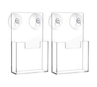 Genérico Brochure Display Stand - Acrylic Material | Height 18.8cm, Width 10.67cm, Depth 3.81cm Transparent Literature Holder With Suction Cup, Ideal For Brochures Up To 10.16cm Wide 310g Weight