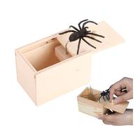 Generico Broma de la araña en caja,Broma de la araña,Juguete realista de broma de goma suave | Divertido broma Scarebox Juguete Caja de Madera Hecho a Mano Araña para Fiesta