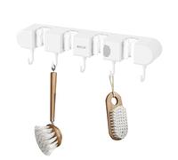 Generico Broom Mop Holder - Wall Mounted Mop Holder Hooks, Wall Mount Broom Organizer, Utility Room Storage Solutions with 4 Position 5 Hooks | Heavy Duty for Bathroom, Garage, Cupboard, Kitchen