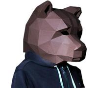Genérico Brown Bear Head Paper Model Wearable Mask Animal Cosplay Papercraft 3D DIY Origami Headgear