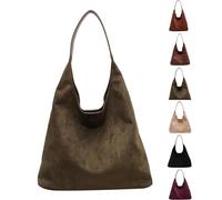 Genérico Brown Suede Bag Built-in small SuedePurse - Women's Shoulder Hobo Bags, for Work Everyday (Green)