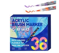Genérico Brush Acrylic Markers - 36 Colour Waterproof No-Bleed Art Pens, Vibrant Acrylic Paint Marker Set With Brush Tip, Smooth Flow + Easy Control, Durable Ink With Fade Resistant Finish Sturdy Bui