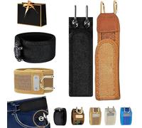 Genérico Buckleless Belt Hook,Buckleless Adjustable Invisible Waist Belt for Unisex,Buckleless Waist Belt Hook for Work Edc (2PCS-A,L)