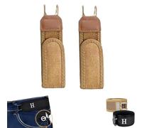 Genérico Buckleless Belt Hook, Metal Hook Elastic Belt Unisex - Buckle-Less Invisible Closure, Adjustable Waist Belts for Work & Edc (2PCS-Brown)