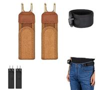 Genérico Buckleless Belt Hook,Tactical Metal Hook Elastic Belt,Unisex Adjustable Side Elastic Invisible Waist Belts for Work & Edc (2 Pcs Brown)