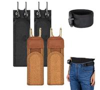 Genérico Buckleless Belt Hook,Tactical Metal Hook Elastic Belt,Unisex Adjustable Side Elastic Invisible Waist Belts for Work & Edc (2 Pcs Black+2 Pcs Brown)
