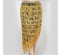 Genérico Bufanda Cadera para Danza Vientre, Falda de Danza del Vientre con Lentejuelas Triangulares, Bufanda Larga borlas for, Trajes Festival, cinturón Baile Mujer, Accesorios Usar(Gold)