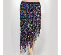 Genérico Bufanda Cadera para Danza Vientre, Falda de Danza del Vientre con Lentejuelas Triangulares, Bufanda Larga borlas for, Trajes Festival, cinturón Baile Mujer, Accesorios Usar(Multicolour)